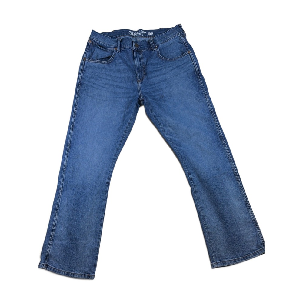 Wrangler Retro Slim Boot Jeans Mens 34x30 Medium Wash Blue Denim 112317897